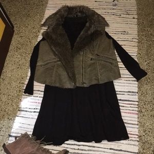 Vegan leather fur lined vest